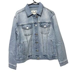 Seven7 Button Front Denim Jacket Medium Wash Pockets NWT Womens Small